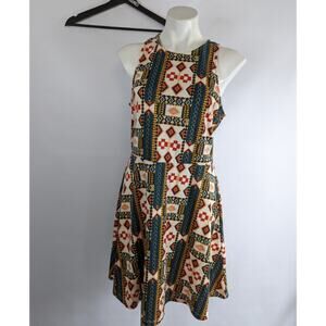 H&M Aztec Print Fit and Flare Skater Dress Large